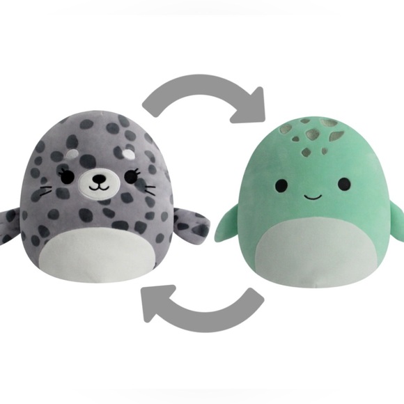 NWT 12” Odile the Seal & Cole the Turtle Flipamallow Squishmallow - Picture 1 of 8